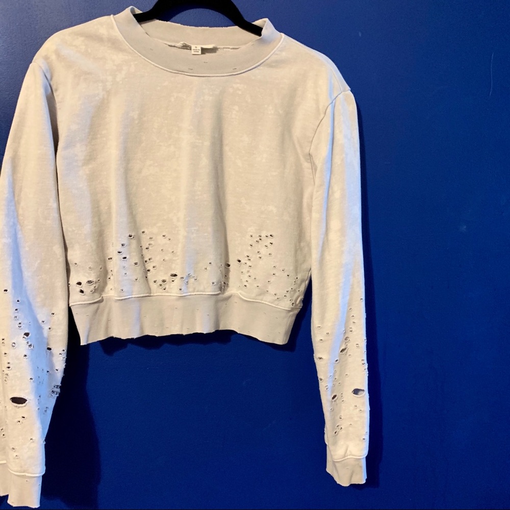 🐘Dance&Marvel Trendy Distressed Crop Sweatshirt .